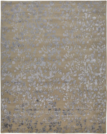Bella High/Low Floral Wool Rug - Tan / Silver / Rectangle / 