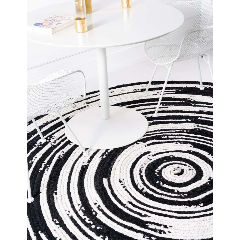 Black & white braided chindi rug - Area Rugs