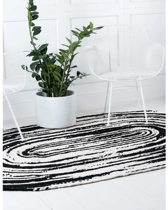 Black & white braided chindi rug - Area Rugs