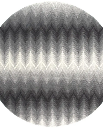 Bleecker Contemporary Chevron - Gray / White / Round / 8’ x 