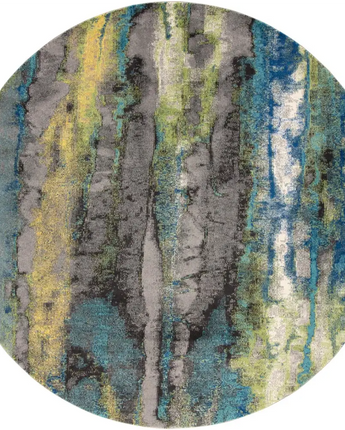 Brixton Contemporary Oil Slick Rug - Teal / Round / 8’ x 8’ 