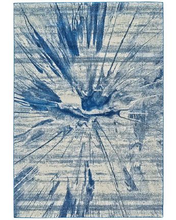 Brixton Contemporary Sunburst Print Rug - Blue / White / 