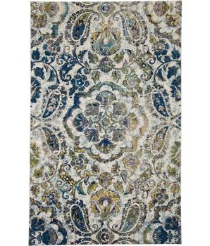Brixton Ombre Medallion Rug - White / Teal / Rectangle / 
