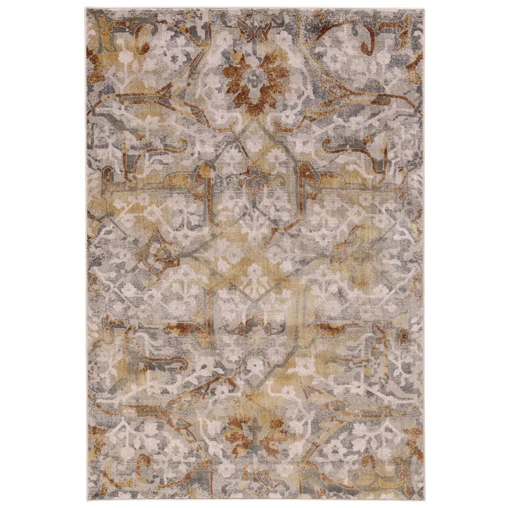 Cannes Lustrous Abstract Rug - Gray / Gold / Rectangle / 