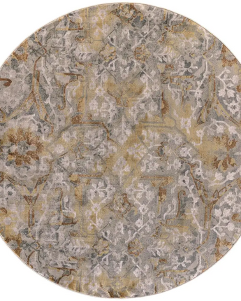 Cannes Lustrous Abstract Rug - Gray / Gold / Round / 8’ x 8’