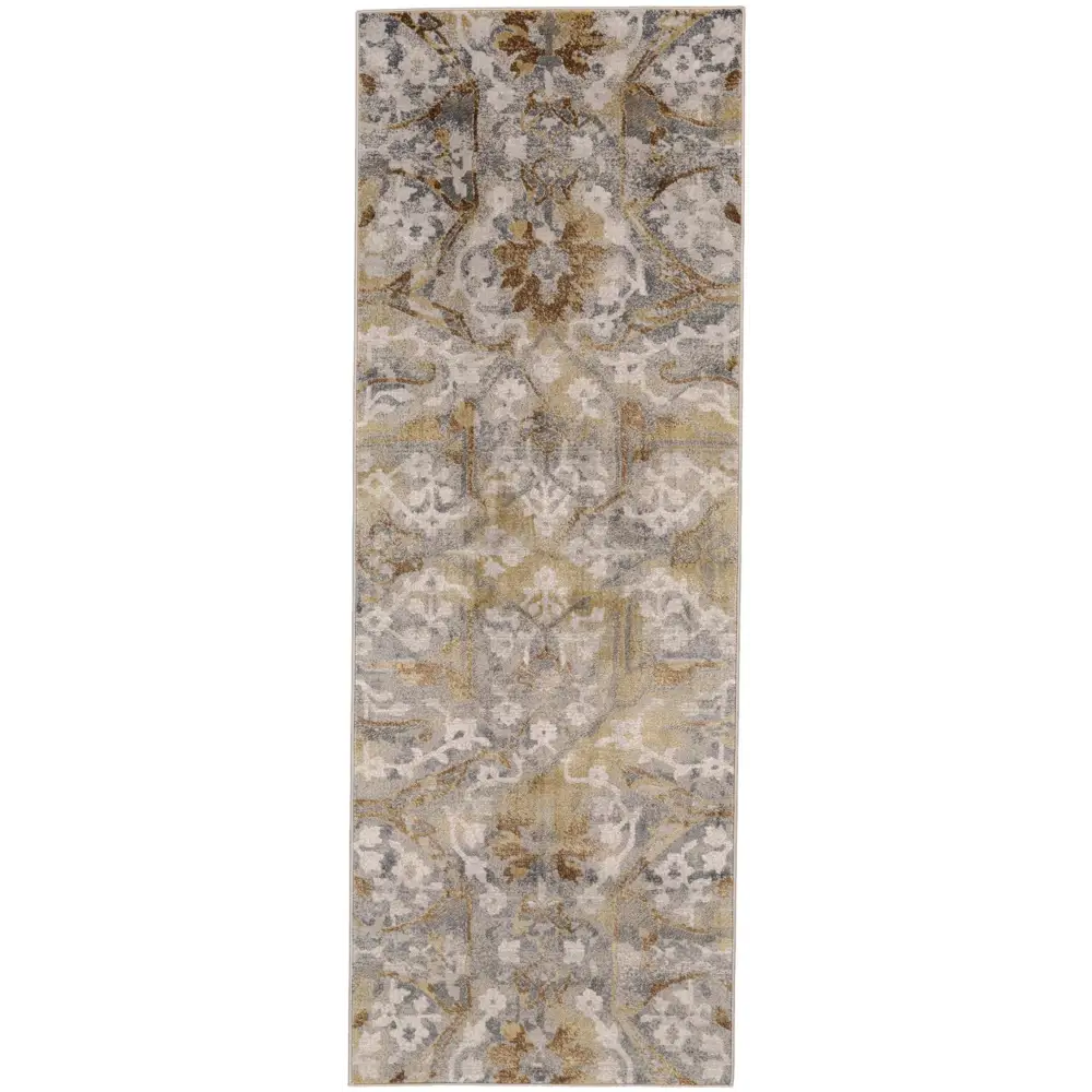 Cannes Lustrous Abstract Rug - Gray / Gold / Runner / 2’-10 