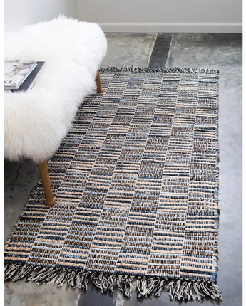 Checkered chindi jute rug - Area Rugs