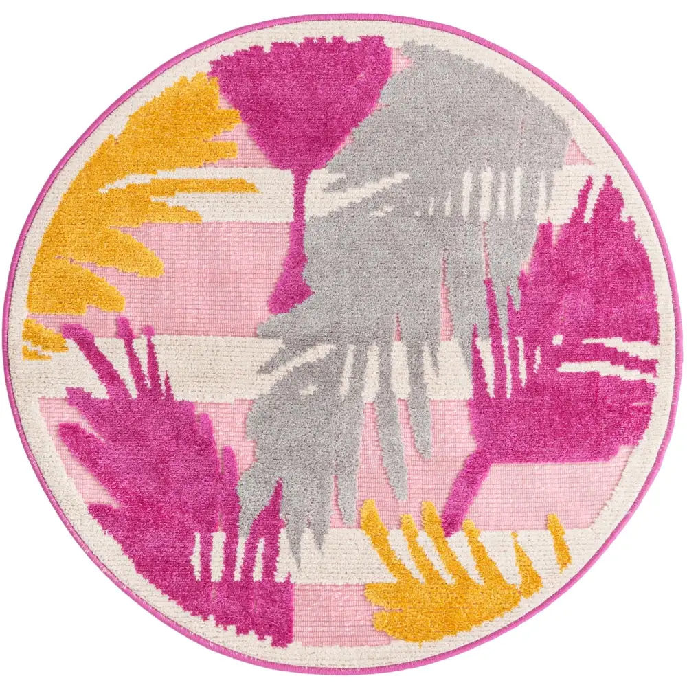 Coastal aruba outdoor barcadera rug - Pink / 3’ 3 x 3’ 3 /