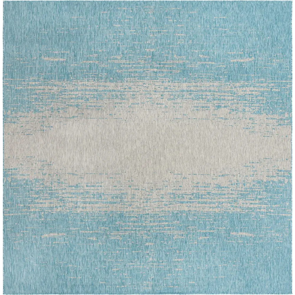 Coastal outdoor modern ombre rug - Aqua / 10’ 8 x 10’ 8 /