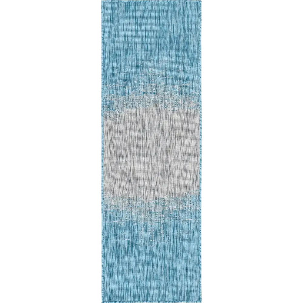 Coastal outdoor modern ombre rug - Aqua / 2’ x 6’ 1 / Runner