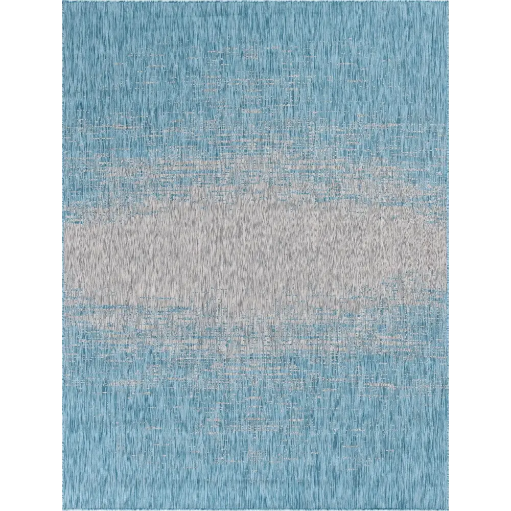 Coastal outdoor modern ombre rug - Aqua / 9’ x 12’ /