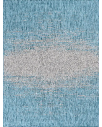 Coastal outdoor modern ombre rug - Aqua / 9’ x 12’ /