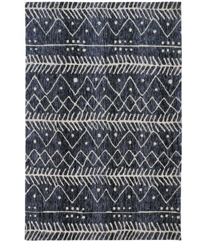 Colton Modern Mid-Century Tribal Rug - Blue / Beige / 