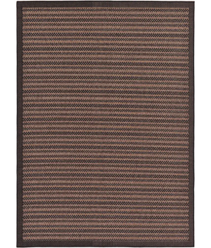 Contemporary outdoor border checkered rug - Brown / 7’ 1 x