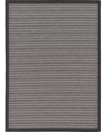Contemporary outdoor border checkered rug - Gray / 7’ 1 x