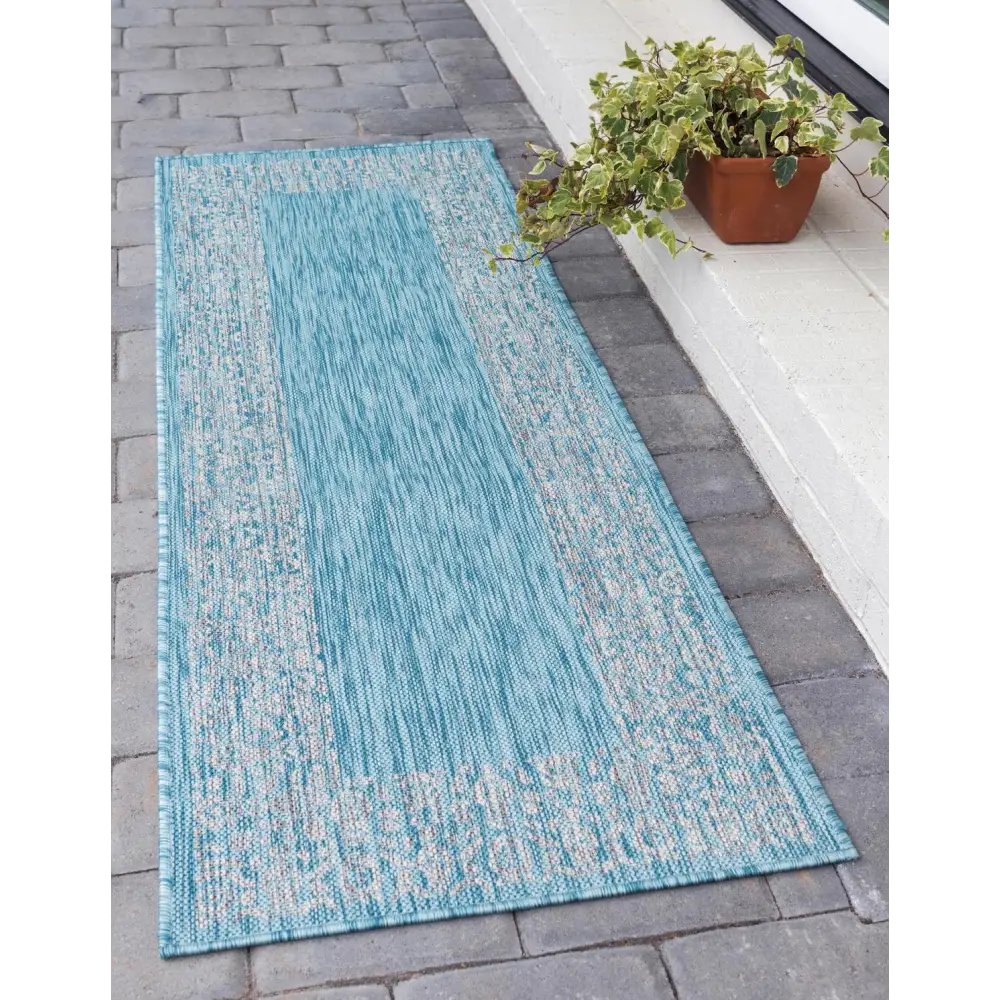 Contemporary outdoor border floral border rug - Rugs