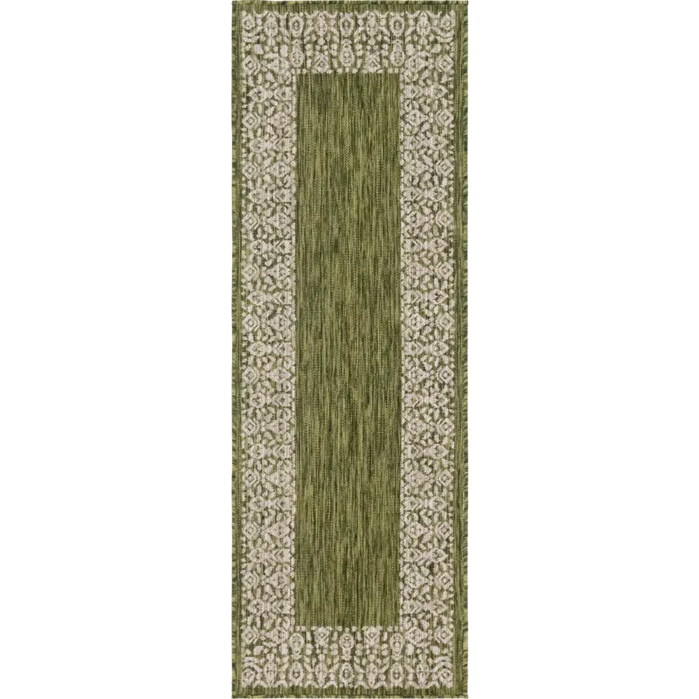 Contemporary outdoor border floral border rug - Green / 2’ x