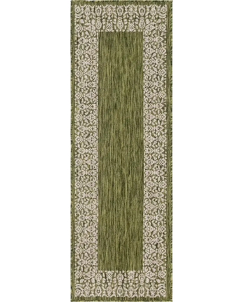Contemporary outdoor border floral border rug - Green / 2’ x