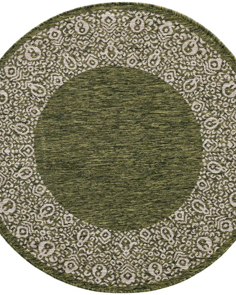 Contemporary outdoor border floral border rug - Green / 4’ 1