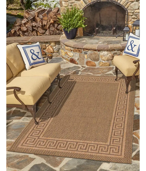 Contemporary outdoor border greek key rug - Rugs