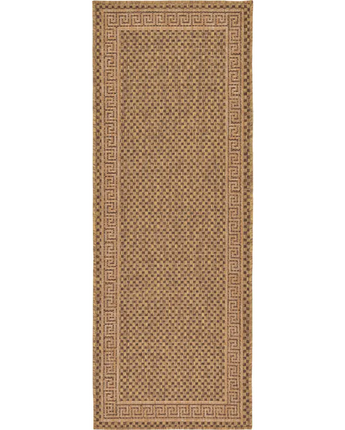 Contemporary outdoor border greek key rug - Brown / 2’ x 6’