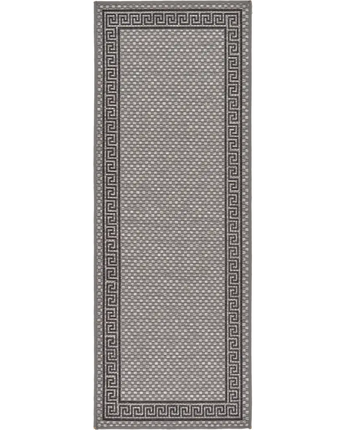 Contemporary outdoor border greek key rug - Gray / 2’ x 6’ 1