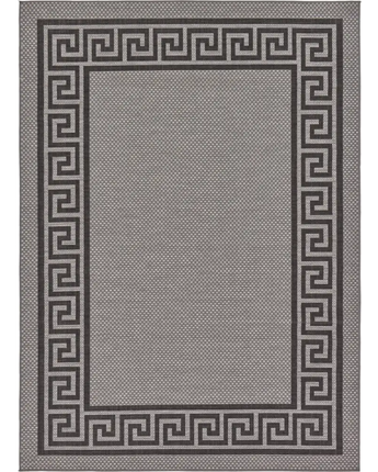 Contemporary outdoor border greek key rug - Gray / 7’ x 10’