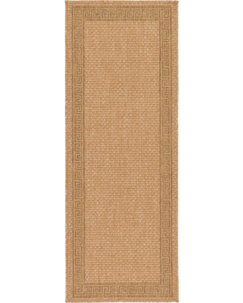 Contemporary outdoor border greek key rug - Light Brown / 2’