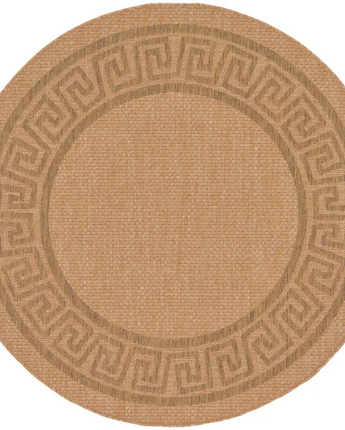 Contemporary outdoor border greek key rug - Light Brown / 6’