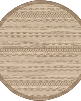 Contemporary outdoor border lines rug - Beige / 6’ 1 x 6’ 1