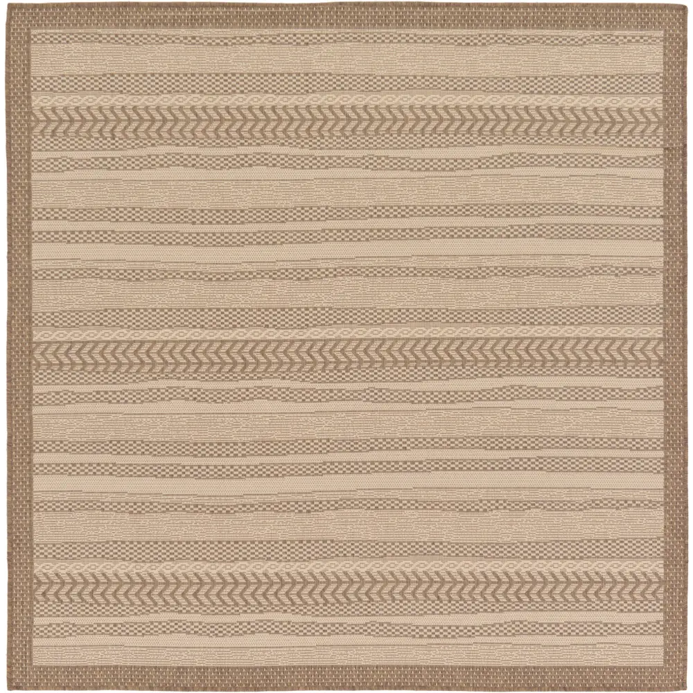 Contemporary outdoor border lines rug - Beige / 6’ 1 x 6’ 1