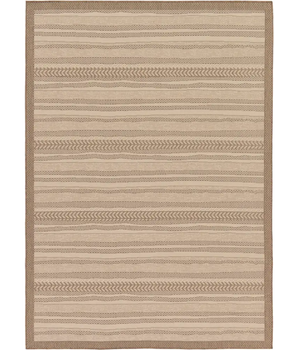 Contemporary outdoor border lines rug - Beige / 7’ 1 x 10’ /