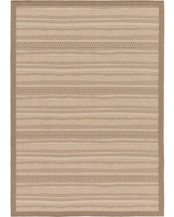 Contemporary outdoor border lines rug - Beige / 7’ 1 x 10’ /