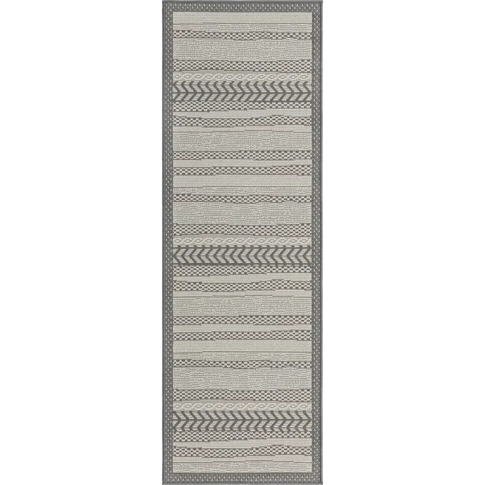 Contemporary outdoor border lines rug - Gray / 2’ 2 x 6’ 1 /