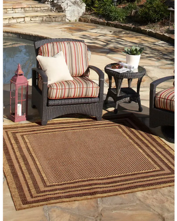 Contemporary outdoor border multi border rug - Rugs