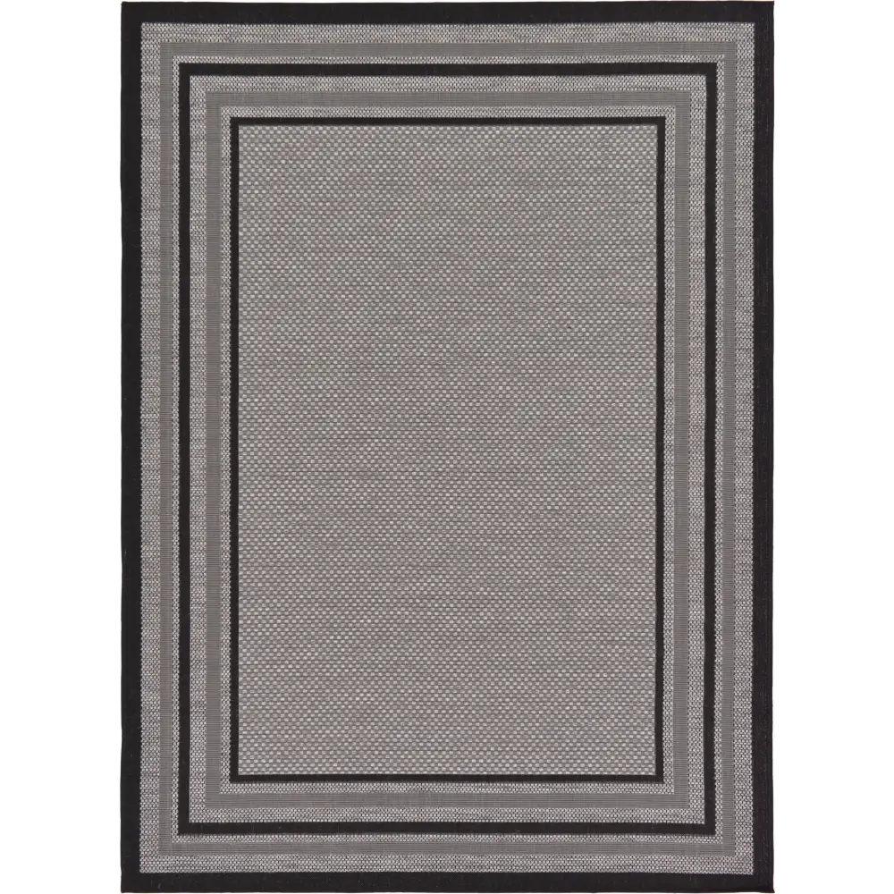 Contemporary outdoor border multi border rug - Gray / 7’ x