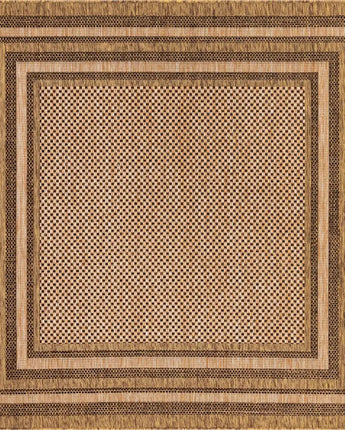Contemporary outdoor border multi border rug - Light Brown /