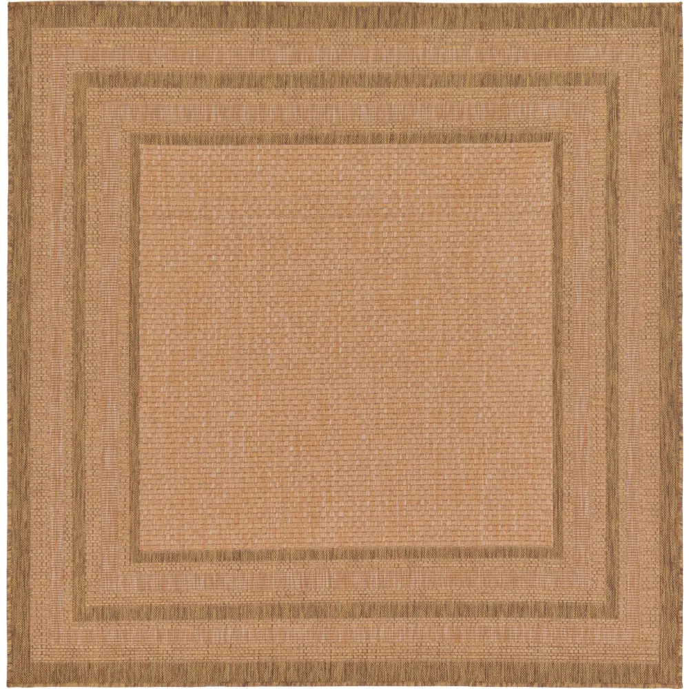 Contemporary outdoor border multi border rug - Tan / 5’ 4 x