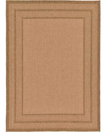 Contemporary outdoor border multi border rug - Tan / 7’ 1 x