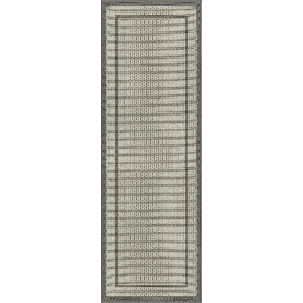 Contemporary outdoor border border rug - Gray / 2’ x 6’ 1 /