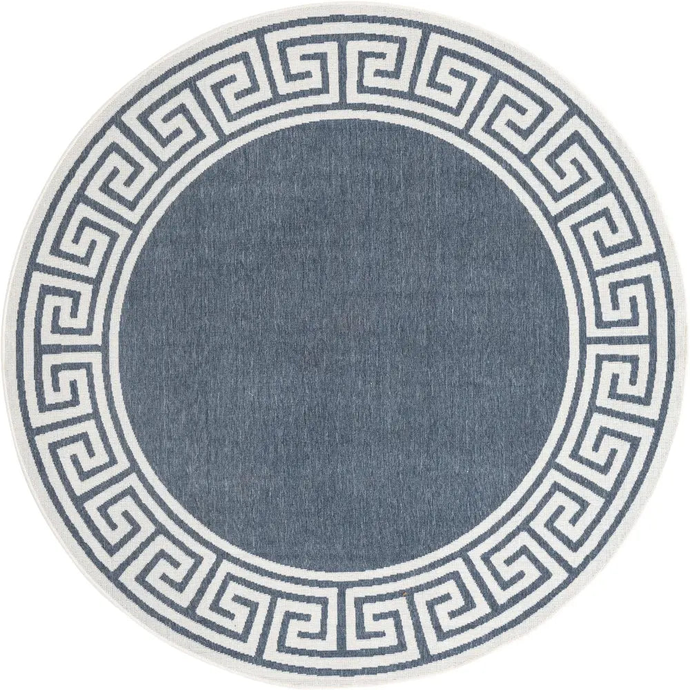 Contemporary outdoor coastal caye rug - Navy Blue / 7’ 1 x