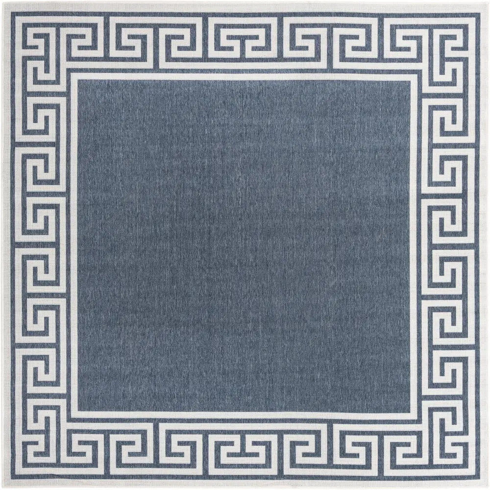 Contemporary outdoor coastal caye rug - Navy Blue / 7’ 10 x