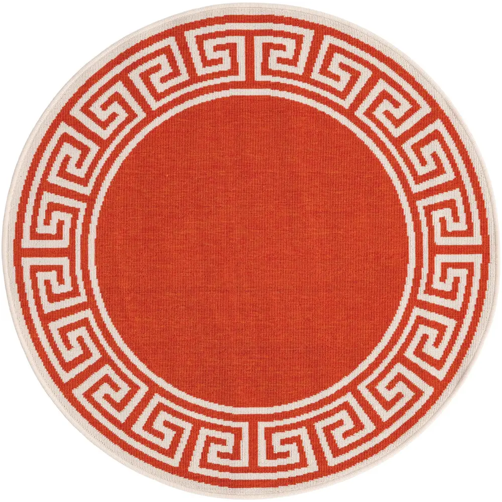 Contemporary outdoor coastal caye rug - Rust Red / 4’ 1 x 4’
