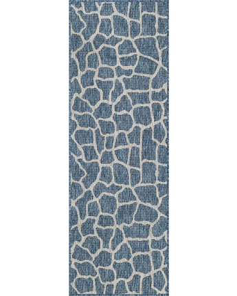 Contemporary outdoor safari giraffe rug - Blue / 2’ x 6’ 1 /