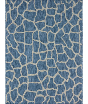 Contemporary outdoor safari giraffe rug - Blue / 9’ x 12’ /