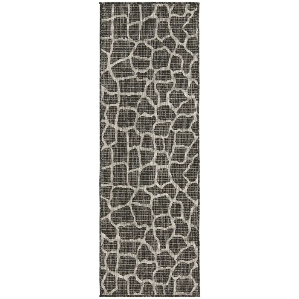 Contemporary outdoor safari giraffe rug - Charcoal Gray / 2’