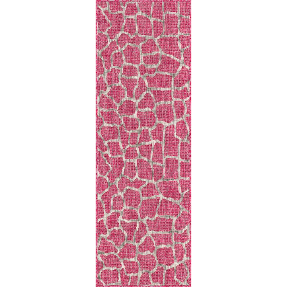 Contemporary outdoor safari giraffe rug - Magenta / 2’ x 6’