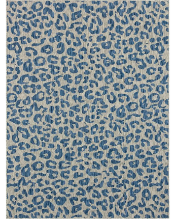Contemporary outdoor safari leopard rug - Blue / 9’ x 12’ /