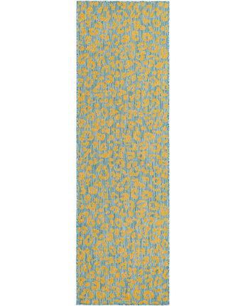 Contemporary outdoor safari leopard rug - Blue Yellow / 2’