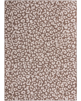 Contemporary outdoor safari leopard rug - Brown / 10’ x 14’